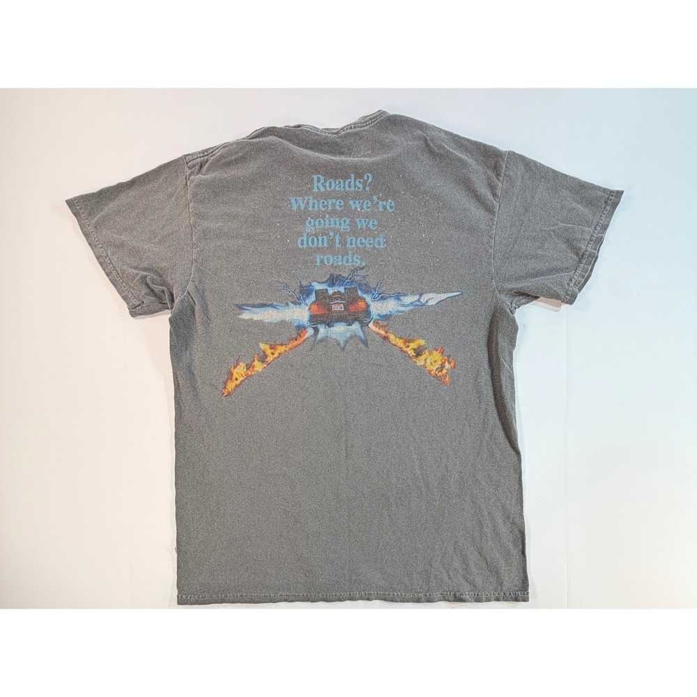 Back to the Future T Shirt Small Gray Acid Wash DeLorean Graphic Roads Quote Men